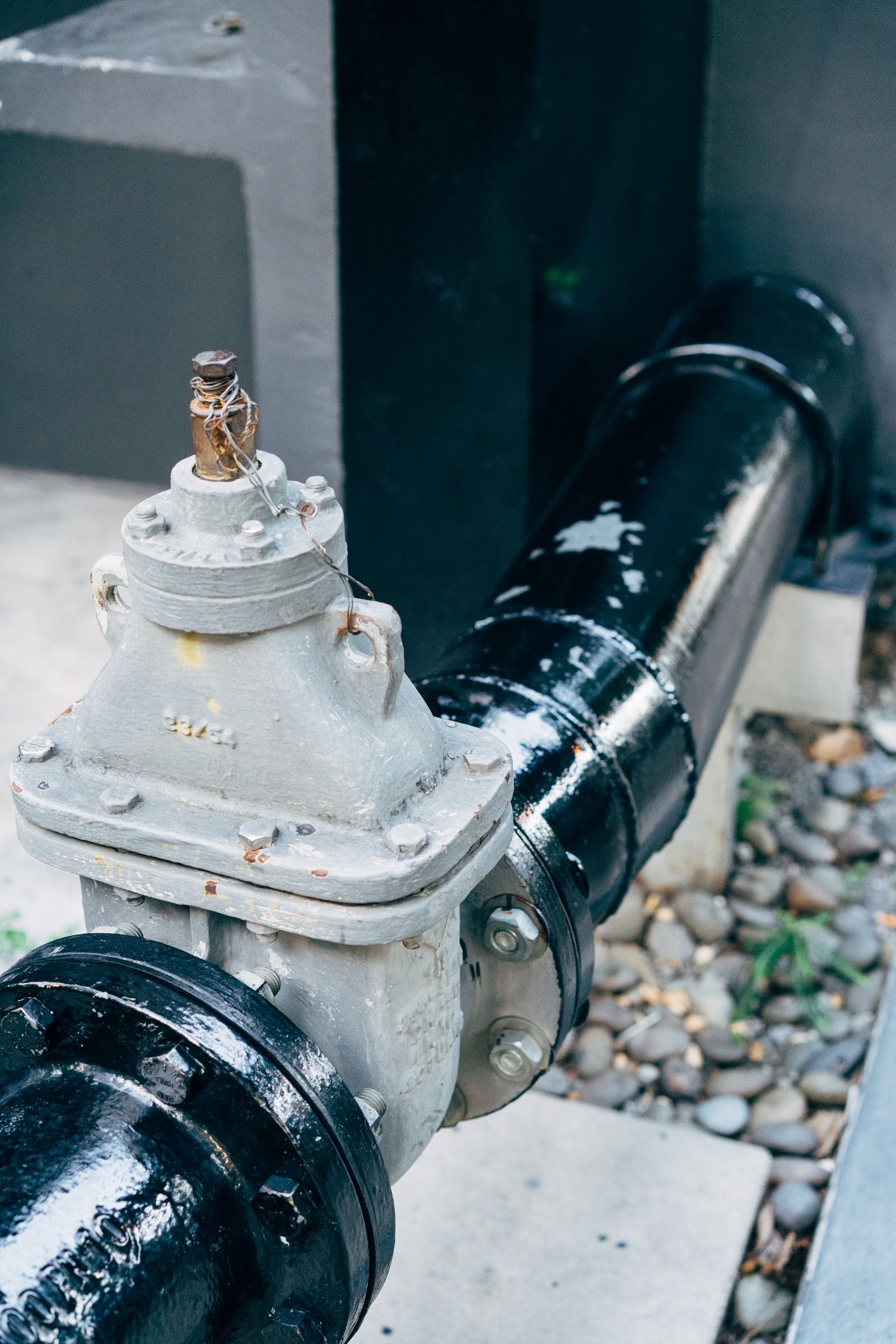 Shutoff valve on a black steel gas pipe